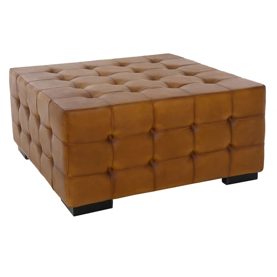 Pouf XXL 90x45x90 cm brun en cuir véritable avec pieds en métal WOMO-Design