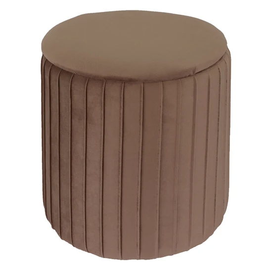 Tabouret avec rangement Ø 34×37 cm brun en tissu velours