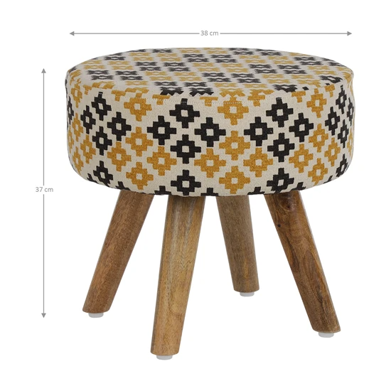 WOMO-DESIGN Tabouret doré/noir, 38×37 cm, en tissu et pieds en bois