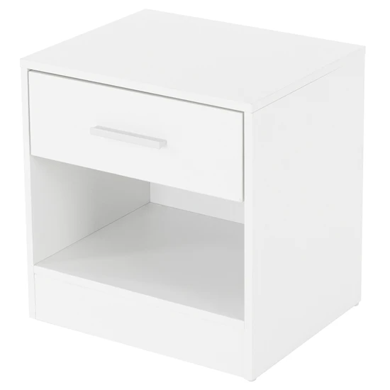 Table de chevet ML-Design blanche, 36x29x38 cm, avec un tiroir et un compartiment ouvert, en bois