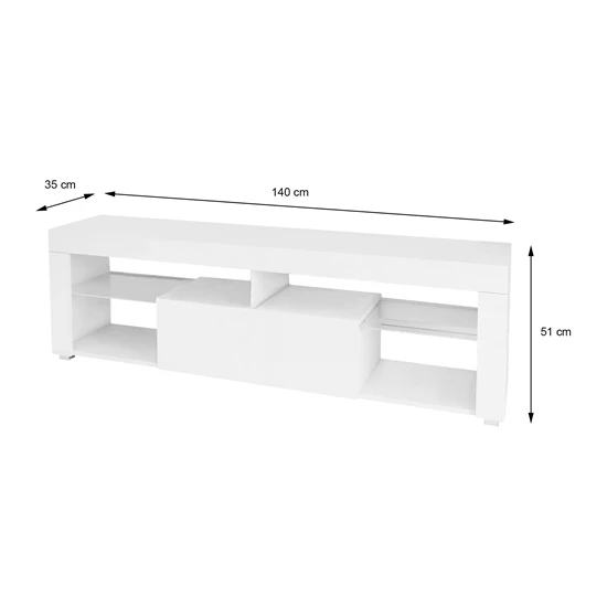 ML-Design TV lowboard blanc, 120x51x35 cm, en panneau de particules MDF