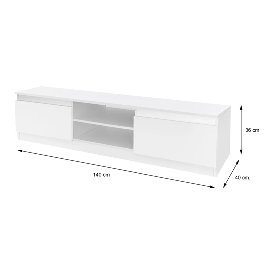 ML-Design TV lowboard blanc, 140x36x40 cm, en panneau de particules MDF