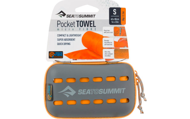 Sea to Summit Pocket Towel Serviette microfibre Petite orange 40cm x 80cm.
