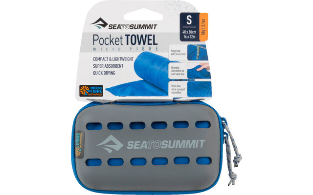 Sea to Summit Pocket Towel Serviette microfibre Petite bleue 40cm x 80cm.