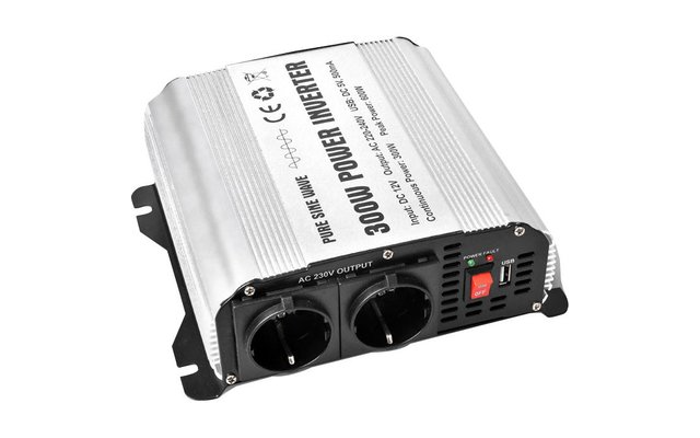 Berger Sinus-Wechselrichter 12V auf 230V silber, schwarz 300W