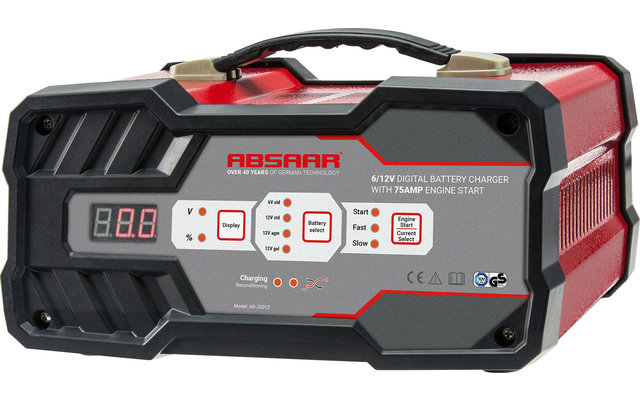 Absaar Chargeur de batterie avec fonction d’aide au démarrage 6-12 V / 12 A