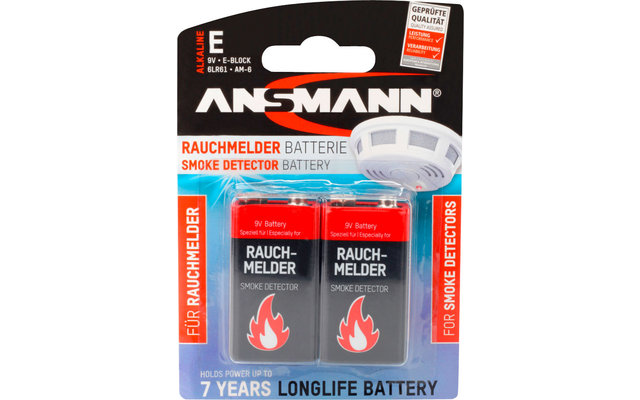 Ansmann Alkaline E Block détecteur de fumée pile 9V 2 pièces