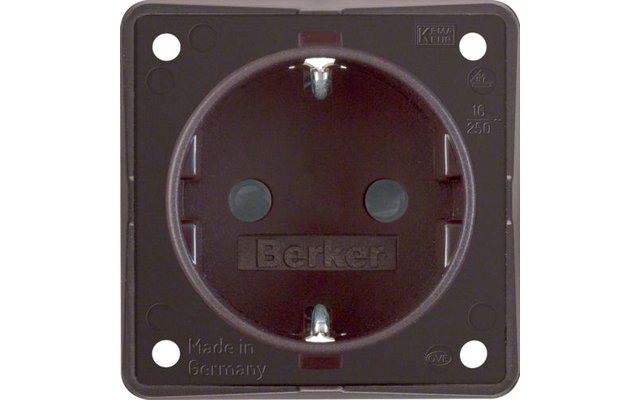 Berker Integro prise SCHUKO avec protection renforcée contre les contacts accidentels brun mat