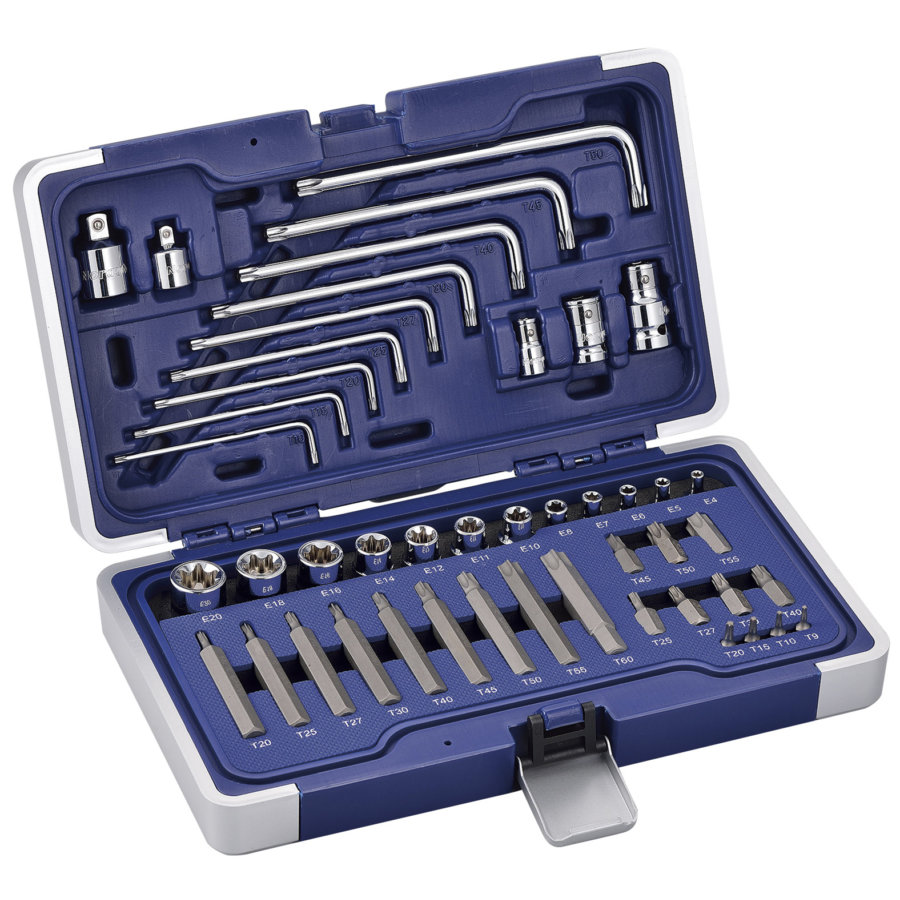 Coffret douilles Torx T4-T20 et embouts NORAUTO 46 pièces