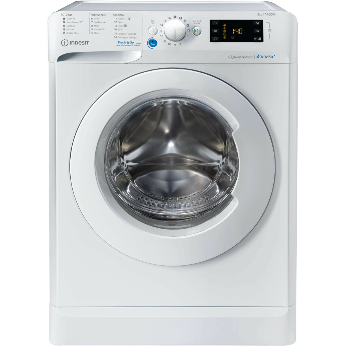 Lave-linge hublot 8 kg 1400 tours/min – bwbe81484xwfrn – INDESIT