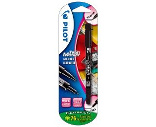 Marqueur indélébile multi-supports Twin marker begreen – PILOT – Pointe fine – Noir