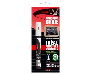 Marqueur craie – UNI CHALK MARKER – Pointe moyenne – Blanc