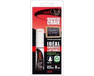 Marqueur craie – UNI CHALK MARKER – Pointe large – Blanc