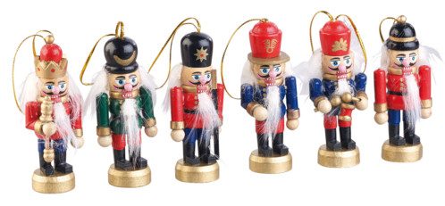 Ensemble de 6 figurines en bois “Casse-Noisette” pour sapin de Noël Infactory