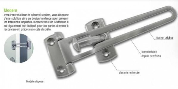 Entrebâilleur chrome SOCONA pour porte à recouvrement