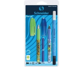 Lot d 1 stylo plume + 1 roller Zippi – SCHNEIDER – Bleu