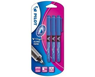 Lot de 3 stylos-feutre V-sign pen pointe moyenne – PILOT – Bleu