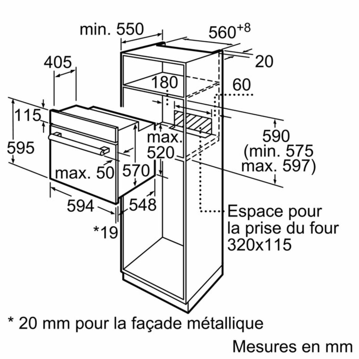 Four intégrable 66l a ecoclean inox – hbf133br0 – BOSCH