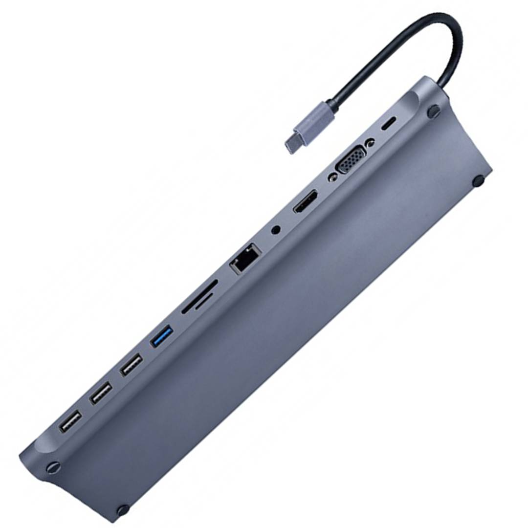 Adaptateur multiport USB Type-C 11 en 1 avec 3,5 mm gris sidéral