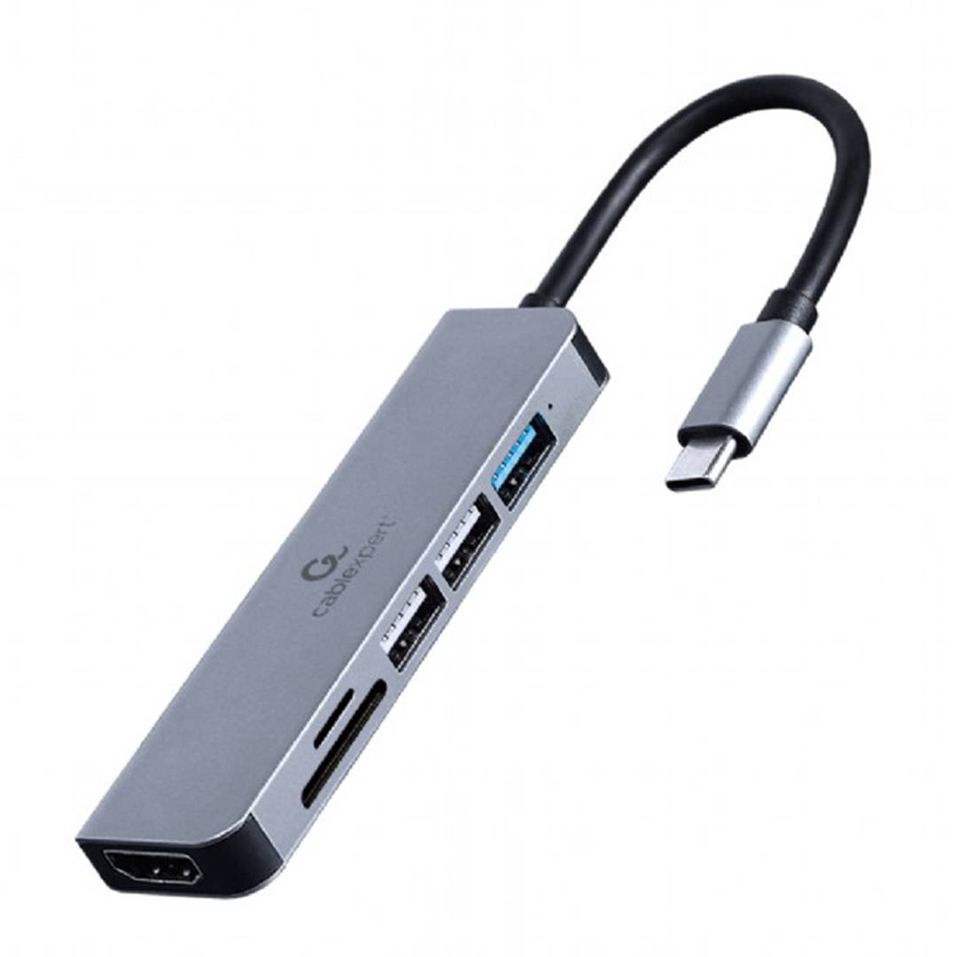 Adaptateur multiport USB Type-C 6 en 1 avec concentrateur HDMI et lecteur de carte