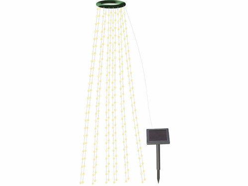 Guirlande lumineuse solaire à effet cascade 12 fils / 300 LED – Blanc chaud