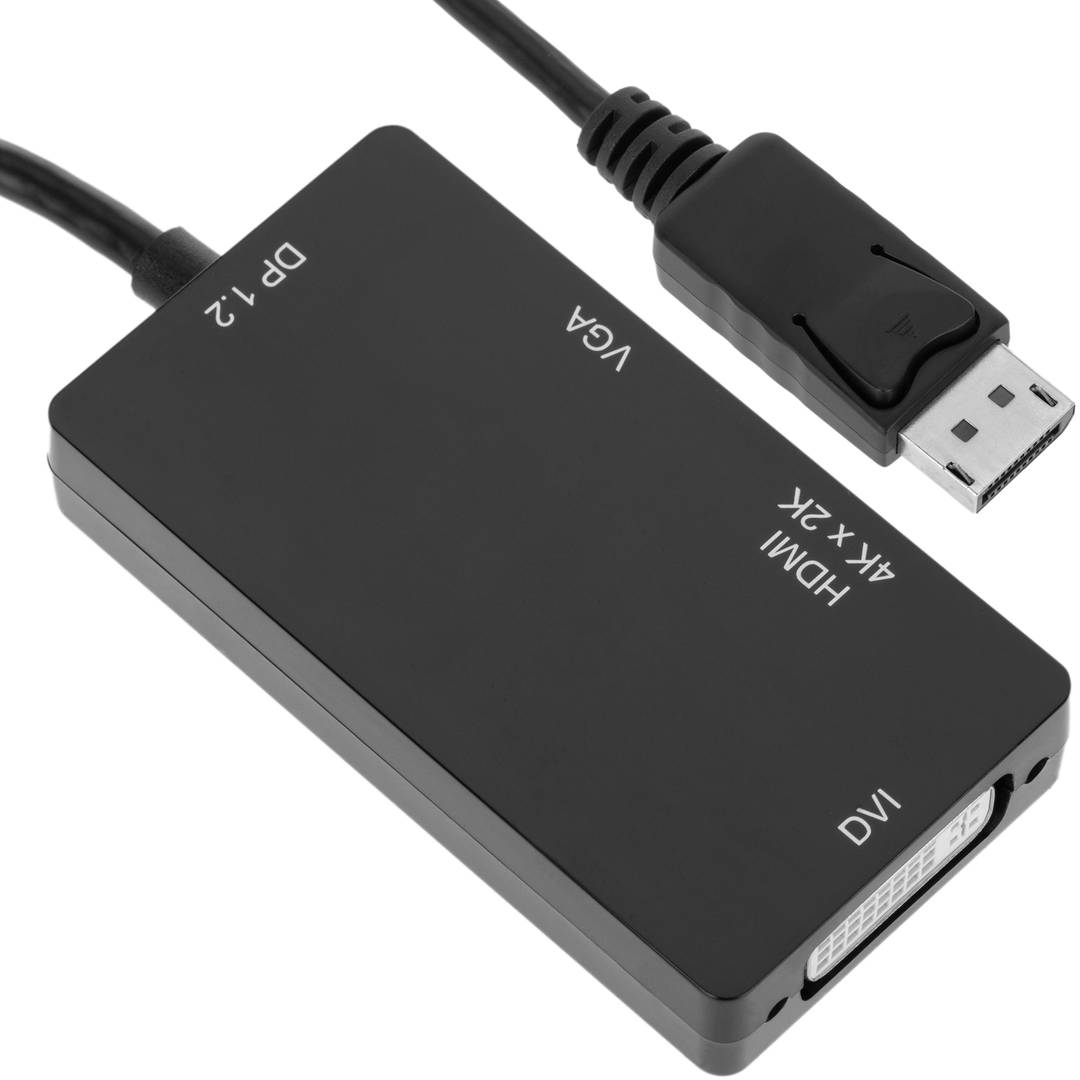 Convertisseur DisplayPort 2.1 vers HDMI, VGA et DVI noir