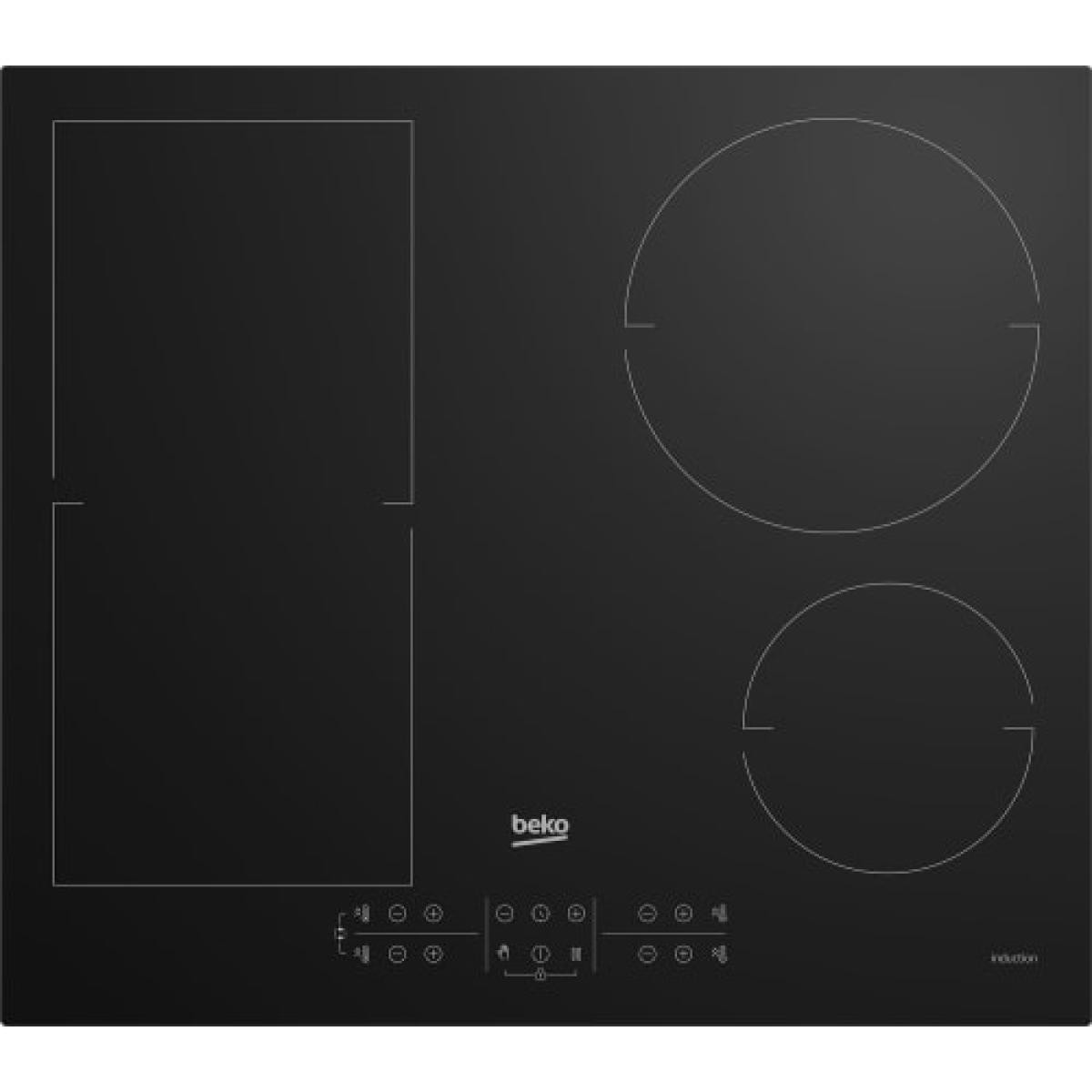 HII 64200 Table de Cuisson 7200W 4 Zones de Cuisson à Induction 9 Niveaux de Puissance Verre Noir