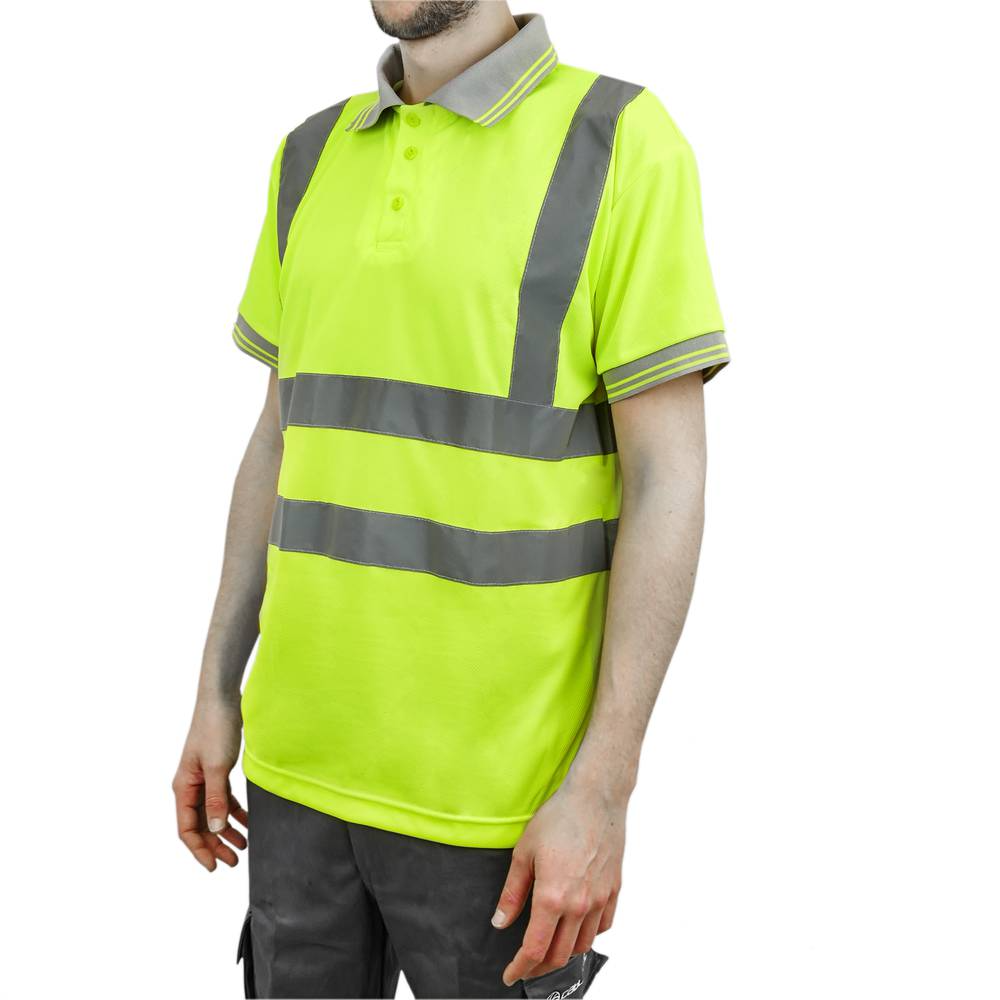Chemise polo manche courte avec réflexion jaune pour la sécurité d’emploi taille M