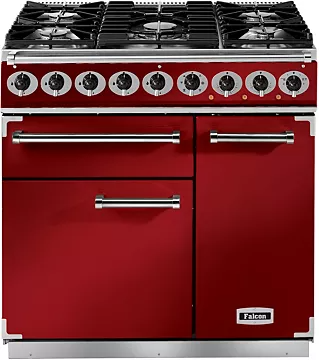 Piano de cuisson gaz Falcon Semi Pro DELUXE 90 ROUGE CERISE NICKEL