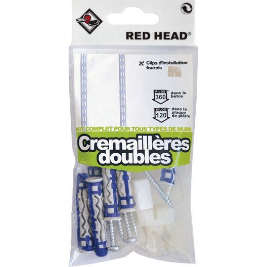 Kit chevilles à verrouillage de forme crémaillère double RED HEAD, Diam.8xL.50mm