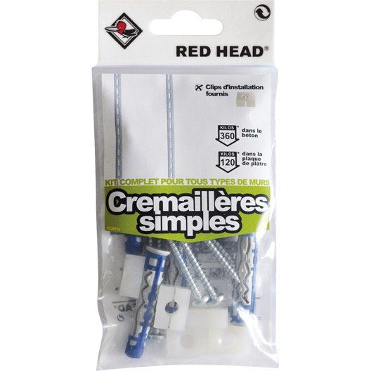 Kit chevilles à verrouillage de forme crémaillère simple RED HEAD, Diam.8xL.50mm