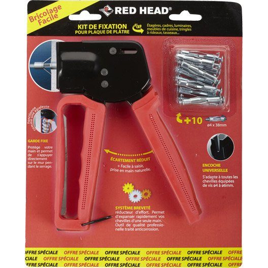 kit pince et chevilles en métal à expansion rhf RED HEAD, Diam.8 x L.38 mm