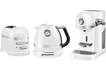 KITCHENAID GRILLE PAIN + EXPRESSO + BOUILLOIRE BLANC GIVRE