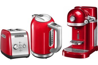 KITCHENAID GRILLE PAIN + EXPRESSO + BOUILLOIRE ROUGE EMPIRE