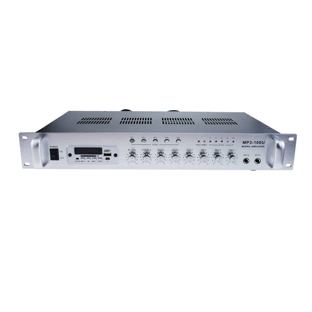 Amplificateur de son Professional 100W 110V 5 zones avec FM MP3 AUX MIC rack