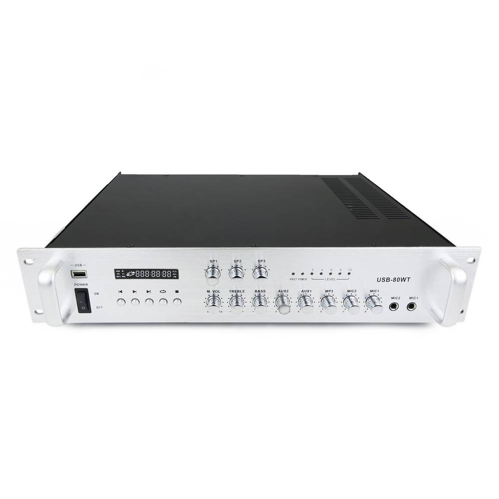 Amplification du son professionnel 80W 110V 3 zones avec MP3 AUX MIC rack