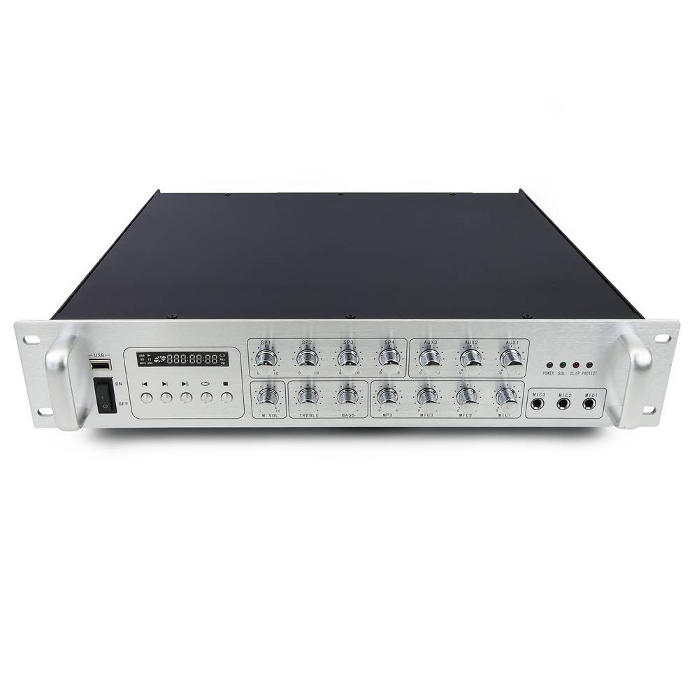 Amplificateur de son Professional 450W 110V 4 zones avec MP3 AUX MIC rack
