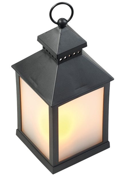 Lanterne à LED effet flamme avec minuteur – Noir