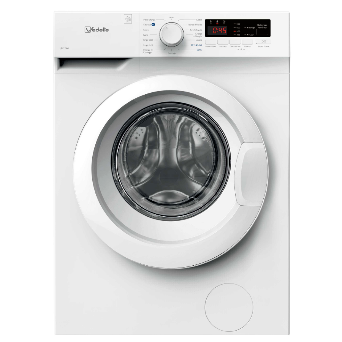 Lave-linge hublot 60cm 7kg 1400 tours/min – LFV174W – VEDETTE