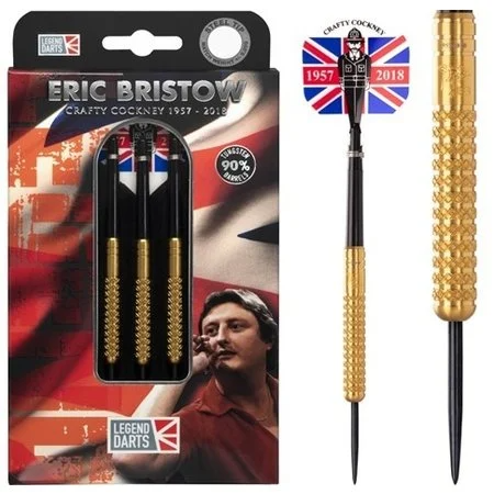 ERIC BRISTOW CRAFTY COCKNEY 90% GOLD KNURLED – FLÉCHETTES POINTE ACIER