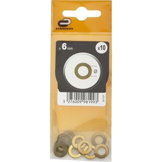 Lot de 10 rondelles laiton laitonné, Diam.6 mm STANDERS