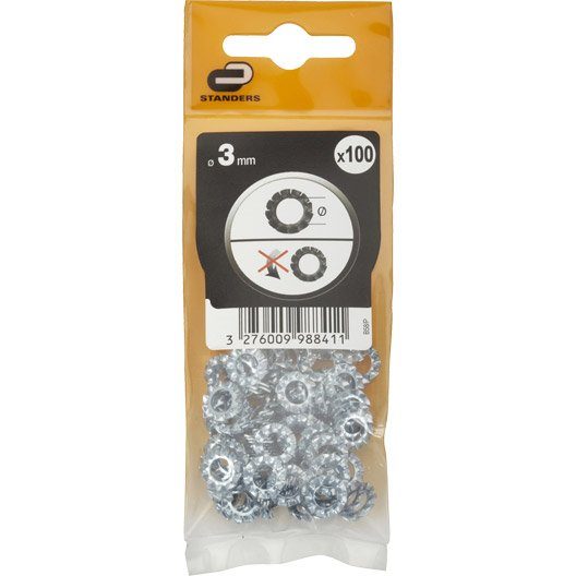 Lot de 100 rondelles acier, Diam.3 mm STANDERS