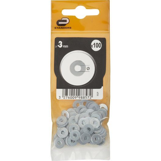 Lot de 100 rondelles acier zingué, Diam.3 mm STANDERS