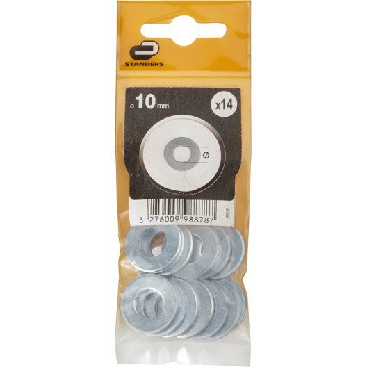 Lot de 14 rondelles acier zingué, Diam.10 mm STANDERS