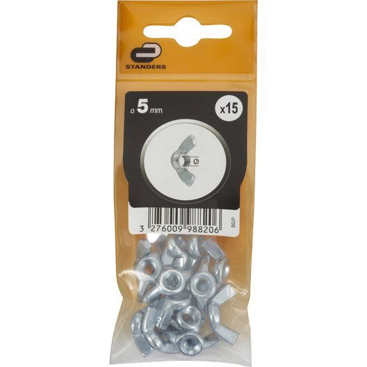 Lot de 15 écrous indesserrable acier, Diam.5 mm STANDERS