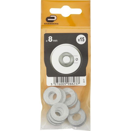 Lot de 15 rondelles acier zingué, Diam.8 mm STANDERS