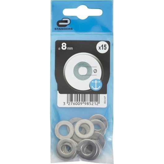 Lot de 15 rondelles inox, Diam.8 mm STANDERS