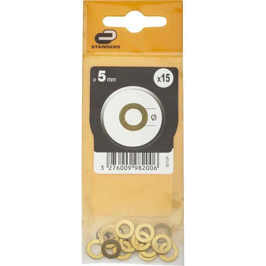 Lot de 15 rondelles laiton laitonné, Diam.5 mm STANDERS