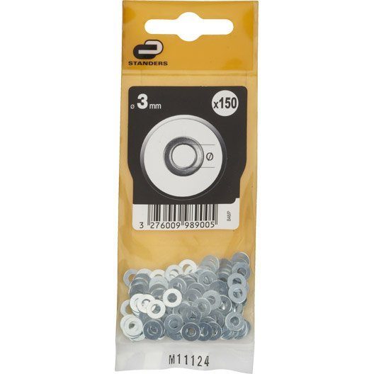 Lot de 150 rondelles acier zingué, Diam.3 mm STANDERS