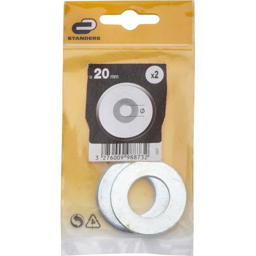 Lot de 2 rondelles acier zingué, Diam.20 mm STANDERS